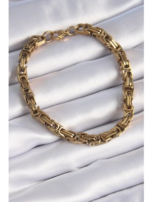 İsmiyle Al 316L Çelik Gold Renk Kral Zincir Model Erkek Bileklik