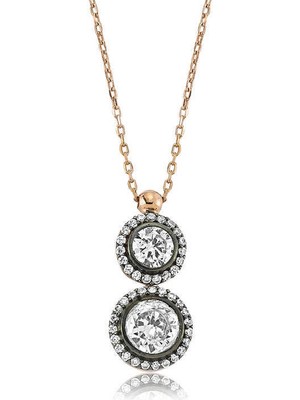 Tienda Elegante Gümüş Elmas Model Bayan Kolye