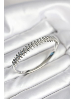 İsmiyle Al Gümüş Renk Zirkon Taşlı Pirinç Kadın Kelepçe