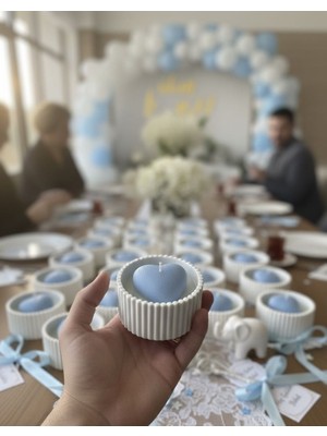 Kamira Bebek Mevlüdü & Baby Shower Hediyeliği - El Yapımı Tasarım Beton Saksıda Kalp Mum