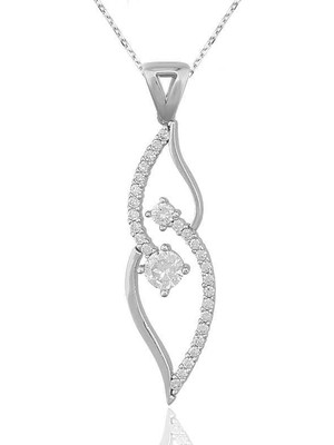 Tienda Elegante Gümüş Tek Taş Bayan Kolye