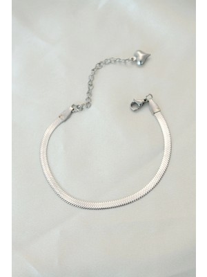 İsmiyle Al 316L Çelik Gümüş Renk Italyan Zincirli Bileklik
