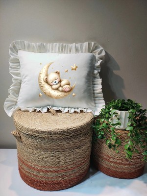 Moda Lime Isme Özel Baskılı Fırfırlı Bebek Dolgulu Yastık Hediyelik (Takı Yastığı Olarakta Kullanılabilir)