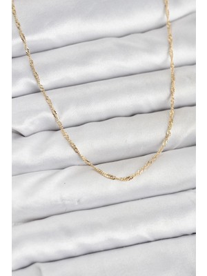 İsmiyle Al cm 14K Gold Renk Pirinç Ezme Burgu Model Kadın Kolye