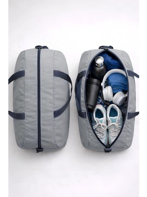 Kaff Orta Boy Gri Önü Cepli Ayarlanabilir Omuz Askılı El Seyahat Spor Çantası -00832