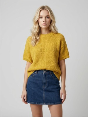 Qoolest Kadın Bordo Yumuşak Dokulu Yünlü Kısa Kollu Triko Kazak