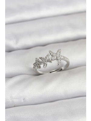 İsmiyle Al Pirinç Yıldız Model Gümüş Renk Kadın Yüzük