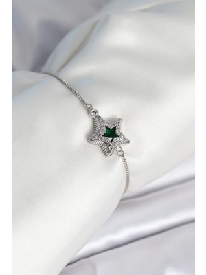 İsmiyle Al Yıldız Model Asansörlü Gümüş Renk Kadın Bileklik