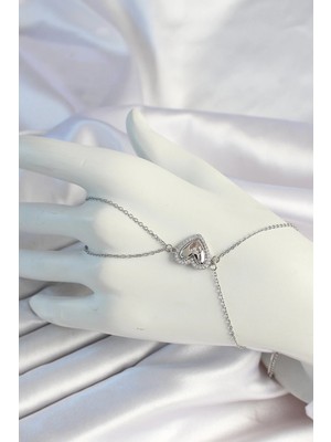 İsmiyle Al 316L Çelik Zincirli Gümüş Renk Kalp Figürlü Zirkon Taşlı Şahmeran