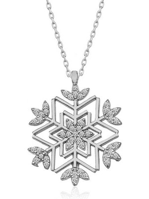 Tienda Elegante Gümüş Kar Tanesi Kolye