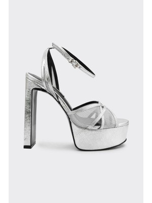 Derinet Bilekten Bantlı Platformlu Kadın Abiye Ayakkabı