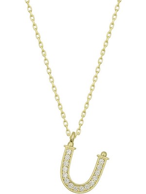 Tienda Elegante Gümüş Gold Ü Harfi Kadın Kolye