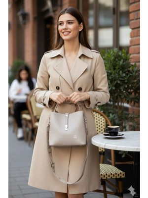 Just Polo  Kadın Orta Boy 3 Bölmeli Ayarlanabilir Askılı Şık El & Omuz Çantası Shoulder Bag Ebat : 22 x 20 cm