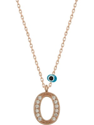 Tienda Elegante Gümüş Nazar Rose O Harfi Kadın Kolye