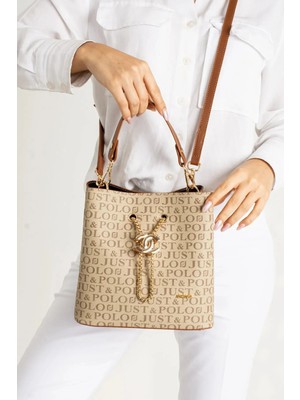 Just Polo  Kadın Taba Monogram Omuz Çantası 2120MH