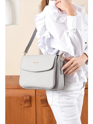 Just Polo  Kadın Orijinal Just Polo Baskılı Büyük Boy Şık El ve Omuz Çantası Shoulder Bag Ebat: 29 x 25 cm