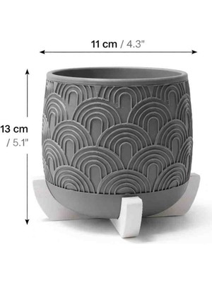 DenizCanlilari Modern Desenli 3D Baskı Saksı | Ayaklı Dekoratif Çiçeklik | Drenaj Delikli | 13 cm Boy 11 cm Çap