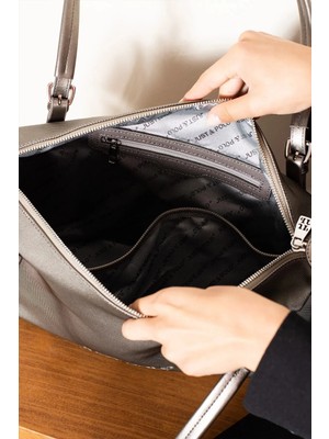 Just Polo  Kadın Orijinal Just Polo Büyük Boy Lakost Kumaş Lüks El ve Omuz Çantası Shopper 27 x 32 cm