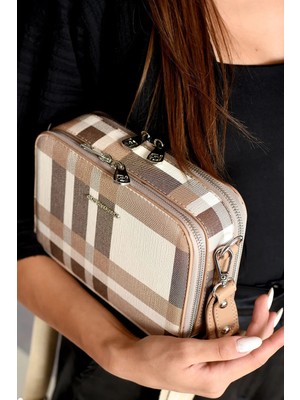 Just Polo  Kadın Omuz Çantası Ekose Kumaş Yeni Sezon 239012MH