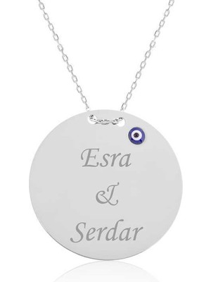 Tienda Elegante Gümüş Yuvarlak Plaka İsimli Kolye