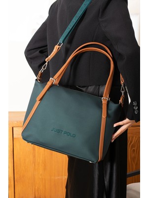 Just Polo  Kadın El ve Omuz Çantası Yeni Sezon Ebat:27 x 32 cm Yeşil