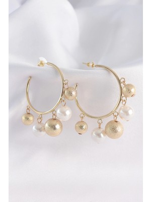 İsmiyle Al Pirinç Gold Renk Topçuk Model Halka Küpe