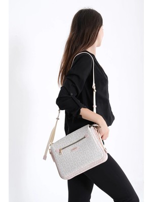 Just Polo  Kadın Krem Pudra Çapraz Omuz Çantası