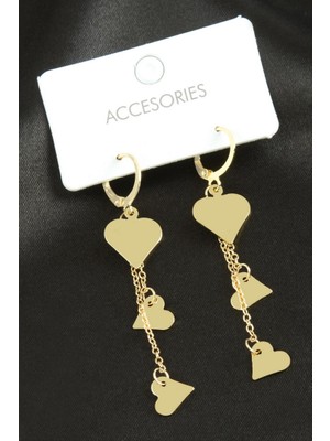 Zero Land Xmpdby Kalp Sallantılı Trend Metal Küpe-Sarı