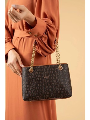 Just Polo  Kadın Günlük Kullanıma Uygun Büyük Boy Baskılı Ayarlanabilir Askılı Şık El & Omuz Çantası