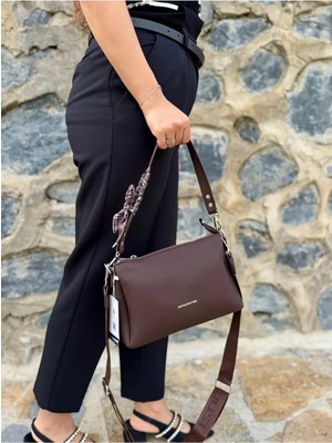 Just Polo  Kadın Orijinal Just Polo Yumuşak Deri Şal Detaylı Ayarlanabilir Askılı El ve Omuz Çantası Shopper