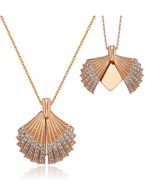 Tienda Elegante Gümüş Rose Kişiye Özel Istiridye Bayan Kolye