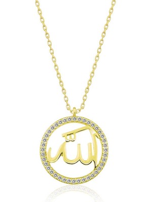 Tienda Elegante Gümüş Gold Arapça Allah Yazılı Bayan Kolye