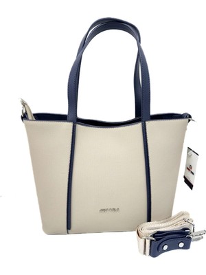 Just Polo  Kadın Kum Kahve Büyük Boy Lakost Kumaş El ve Omuz Çantası P346037MH