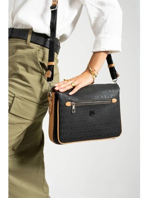 Just Polo  Kadın Su Geçirmez Kabartma Baskılı Ayarlanabilir Askılı Lüks Omuz Çantası