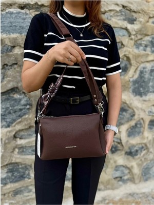 Just Polo  Kadın Yeni Sezon Yumuşak Deri Şal Detaylı Ayarlanabilir Askılı Şık El ve Omuz Çantası Shopper