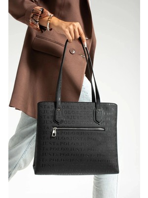 Just Polo  Kadın Gofraj 3 Bölmeli El ve Omuz Çantası