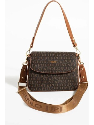 Just Polo  Kadın Baskılı Ayarlanabilir Askılı Şık ve Lüks El & Omuz Çantası Shoulder Bag