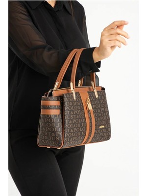 Just Polo  Kadın Kahve Taba Monogram El ve Omuz Çantası Yeni Sezon 2201MH