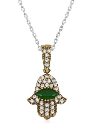 Tienda Elegante Gümüş Fatma Eli Otantik Bayan Kolye