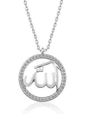 Tienda Elegante Gümüş Arapça Allah Yazılı Bayan Kolye