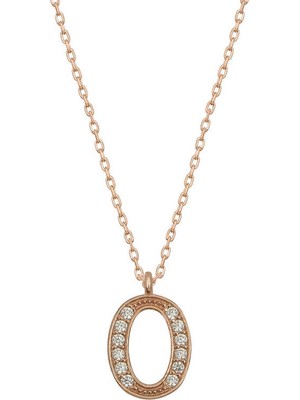 Tienda Elegante Gümüş Rose O Harfi Kadın Kolye