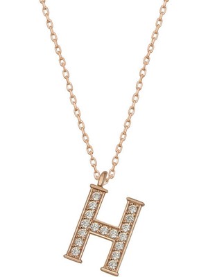 Tienda Elegante Gümüş Rose H Harfi Kadın Kolye