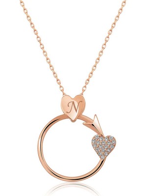 Tienda Elegante Gümüş Rose Kalbe Giden Ok Kolye