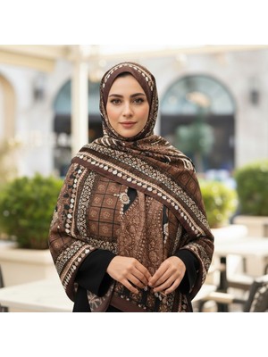 Revam Collection Retro Desenli Pamuk Şal Aura Serisi Kahve