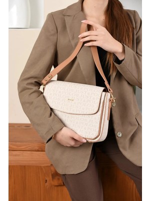 Just Polo  Kadın Orijinal Just Polo Baskılı Büyük Boy Şık El ve Omuz Çantası Shoulder Bag Ebat: 29 x 25 cm