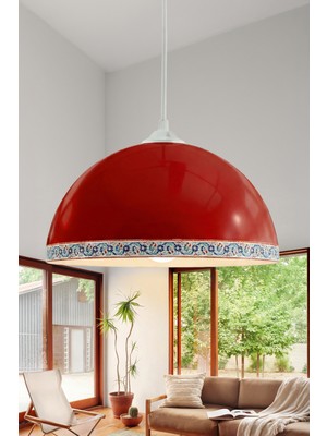 Marrien Luna Tile Modern Tekli Turuncu Metal Sarkıt (35 cm) Salon, Mutfak & Cafe için Dekoratif Avize