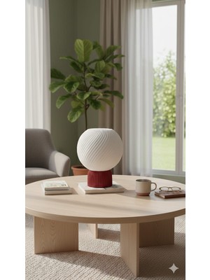 Kuantum Yuvarlak Alt Tablası Renkli Abajur