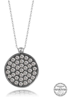 Fm Swarovski Crystal Taşlı Yuvarlak Gümüş Kadın Kolye