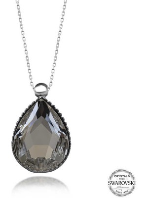 Fm Swarovski Crystal Taşlı Damla Gümüş Kadın Kolye