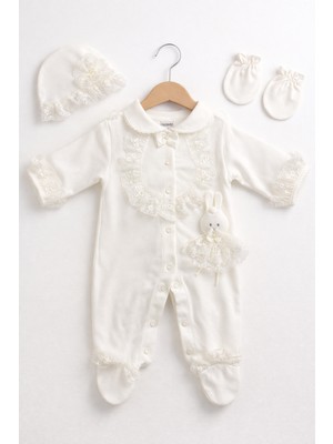 Kardeşler Bebe Dantelli Patikli Kız Bebek Tulum